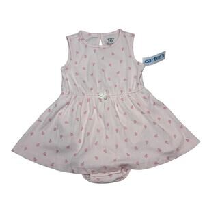Carter's Baby Girl Dress Bodysuit One-Piece Pink Peach Print Sleeveless